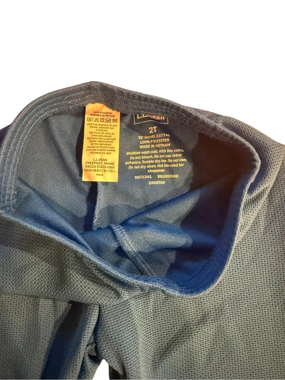 L.L.Bean 2T Wicked Warm Midweight Underwear Set Royal Blue NW